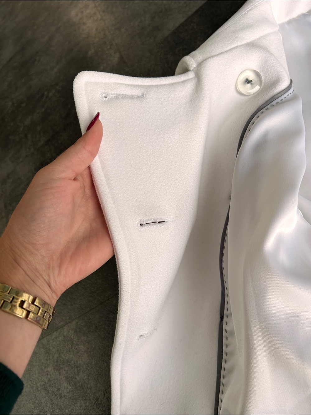 Le Château White Double-Breasted Belted Trench Coat (Wool) - Picture 6 of 11